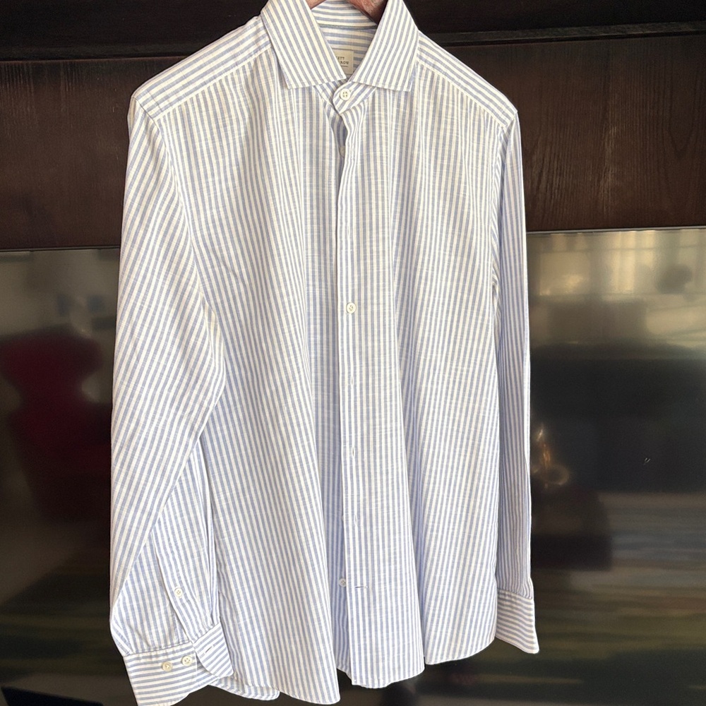 Hackett Blue and White Striped Dress Shirt